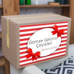 Kırmızı Kurdeleli 03 Çeyiz Etiketi