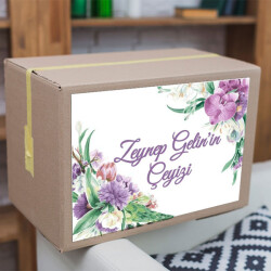 Mor Çiçekli 01 Çeyiz Etiketi
