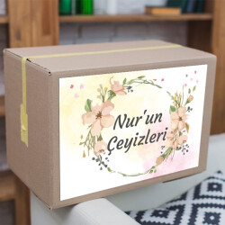 Pastel Çelenkli Çeyiz Etiketi