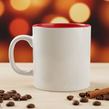 Kabartma Baskılı İçi Kırmızı Kupa Bardak