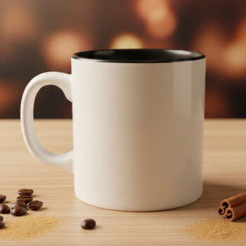 Kabartma Baskılı İçi Siyah Kupa Bardak