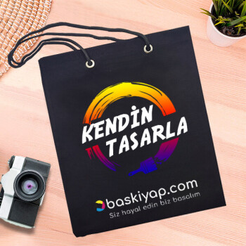 Kişiye Özel Siyah Bez Çanta