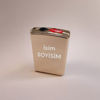 Kişiye Özel Gold Metal Yana Açılan Pürmüz Alevli Gazlı Çakmak