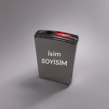 Kişiye Özel Parlak Siyah Yana Açılan Pürmüz Alevli Gazlı Çakmak