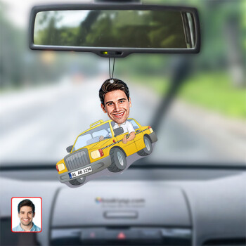 Taksi Karikatür Dikiz Ayna Süsü