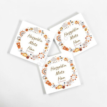 Baby Shower Kağıt Sticker Kare(Yapışkanlı)