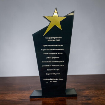 Kişiye Özel Baskılı Siyah Pleksi Plaket