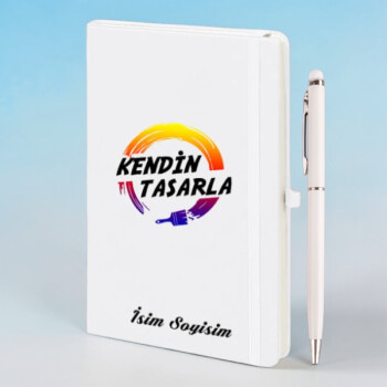Kişiye Özel Ajanda Kalem Set- Beyaz
