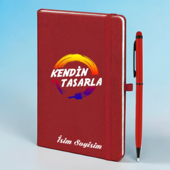 Kişiye Özel Ajanda Kalem Set- Kırmızı