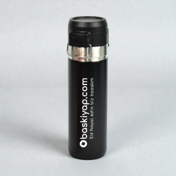 İsme Özel Baskılı Kilitli Kapaklı Termos 700 Ml - Siyah