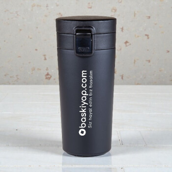 Vakumlu Premium Siyah Çelik Termos | Süzgeçli