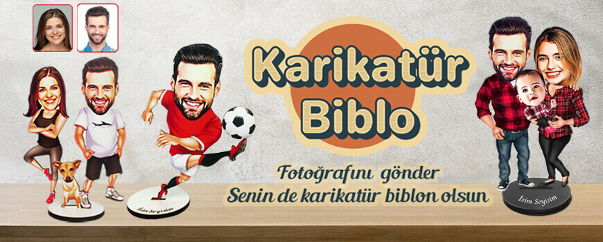kişiye özel fotoğraflı karikatür biblo ahşap