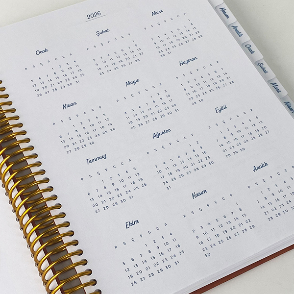 Victoria's Journals 17X23 2025-2026 Spiralli Sert Kapak Ayraçlı Akademik Ajanda 225-2236 Pembe