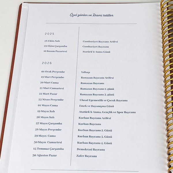 Victoria's Journals 17X23 2025-2026 Spiralli Sert Kapak Ayraçlı Akademik Ajanda 225-2236 Pembe