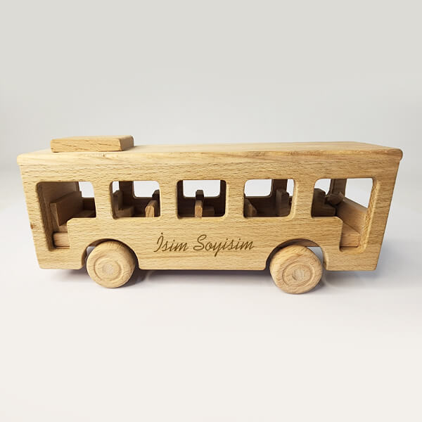 Kişiye Özel Ahşap Oyuncak Otobüs