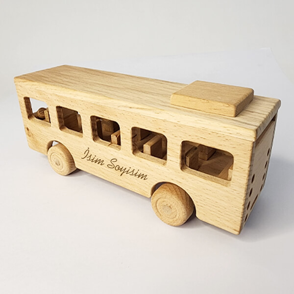 Kişiye Özel Ahşap Oyuncak Otobüs