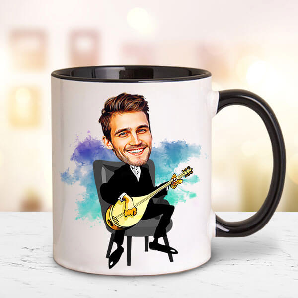 Bağlamacı Karikatürlü Kupa Bardak - Görsel 5