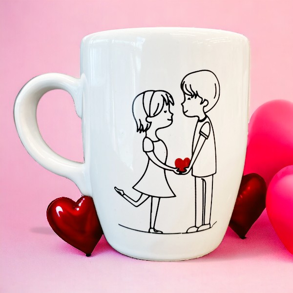 14 Şubat Sevgili Oval Kupa Bardak