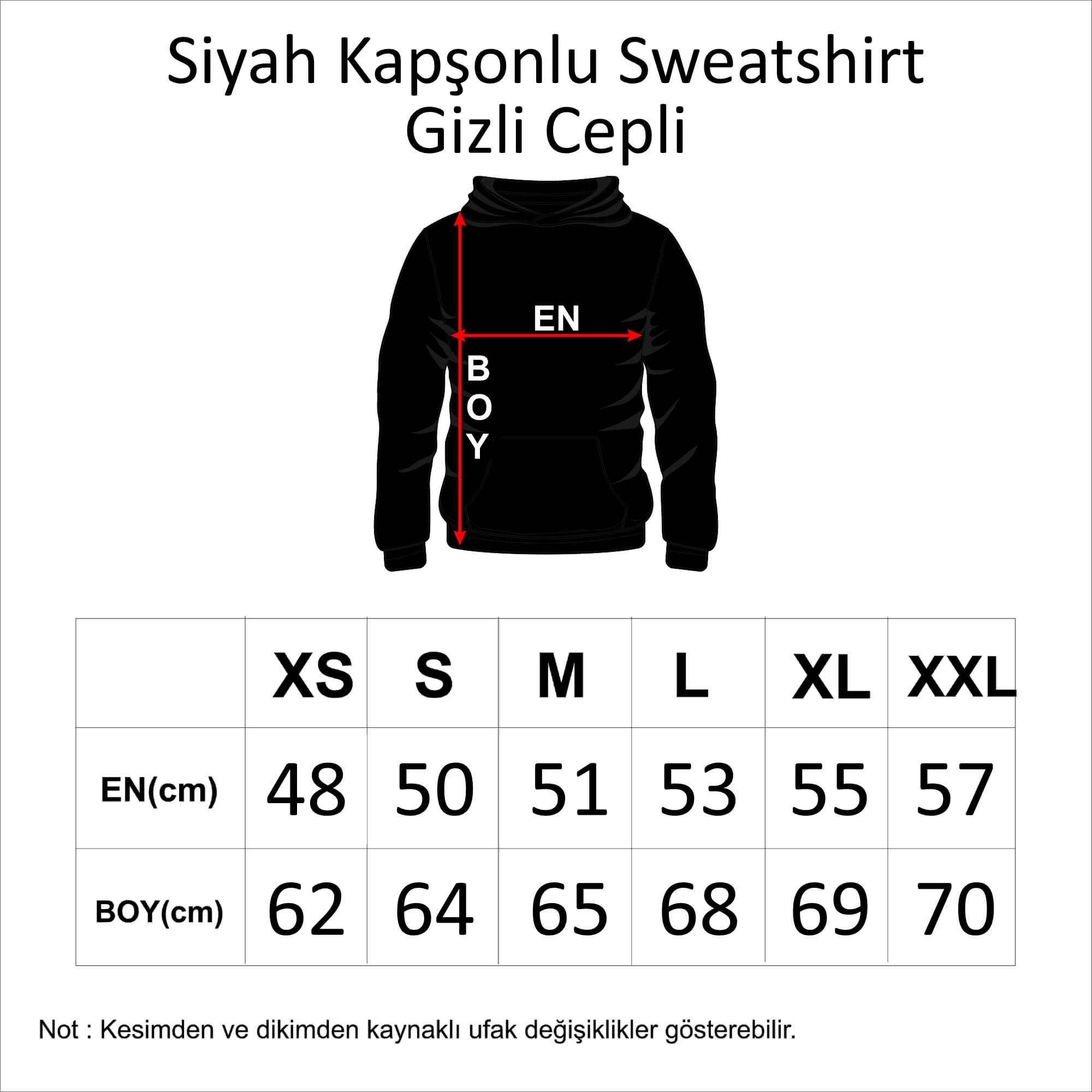 Kendin Tasarla Kapüşonlu Kanguru Cepli Siyah Sweatshirt görsel