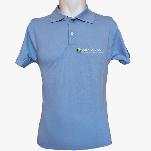 Kişiye Özel Polo Yaka Açık Mavi Tişört görsel