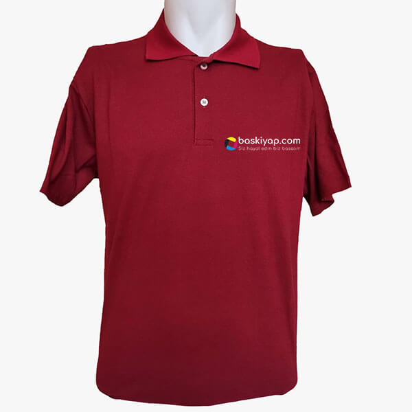 Kişiye Özel Polo Yaka Bordo Tişört görsel