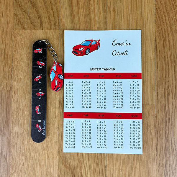 Kişiye Özel Ahşap Cetvel Ve Çarpım Tablosu