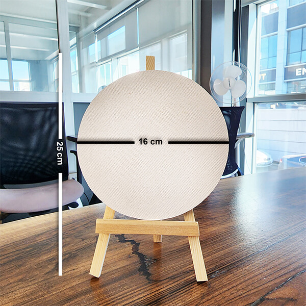 Ahşap Yuvarlak Tuval 16 cm | Şövaleli