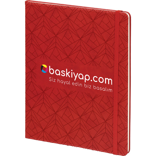 Geometrik Desenli Kırmızı Defter 19,5X25 Cm