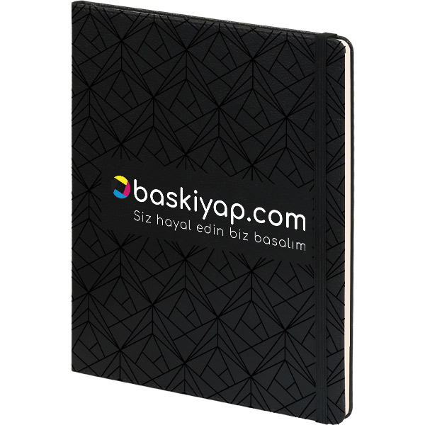 Geometrik Desenli Siyah Defter 19,5X25 Cm görsel