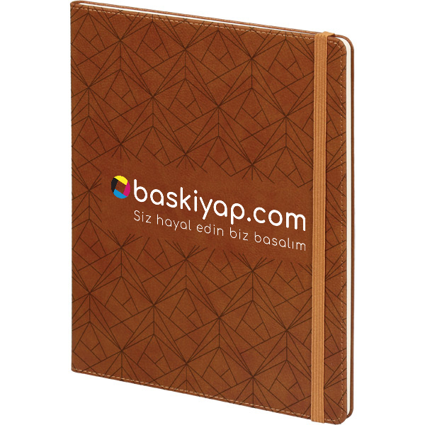 Geometrik Desenli Kahverengi Defter 19,5X25 Cm görsel