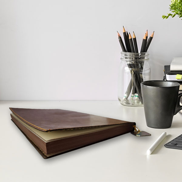 Kişiye Özel Kahverengi Suni Deri Not Defteri L 13*21 görsel