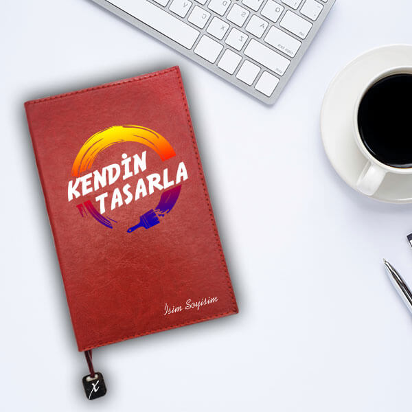 Kişiye Özel Kırmızı Suni Deri Not Defteri L 13*21