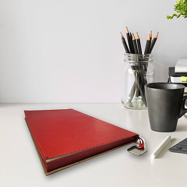 Kişiye Özel Kırmızı Suni Deri Not Defteri L 13*21