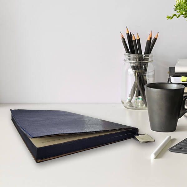 Kişiye Özel Lacivert Suni Deri Not Defteri L 13*21 görsel