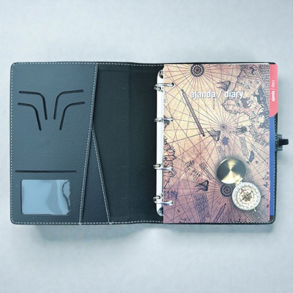 Kişiye Özel Organizer Kart Bölmeli 18X23 Tarihsiz Defter Mıknatıs Klipsli Siyah Mekanizmalı görsel