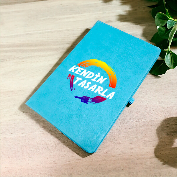 Kişiye Özel Tarihsiz Çizgili Turkuaz Ajanda/Defter 13X21Cm - Görsel 1