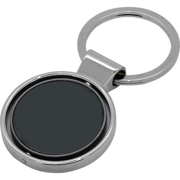 Kişiye Özel Hareketli Yuvarlak Anahtarlık Siyah Gümüş