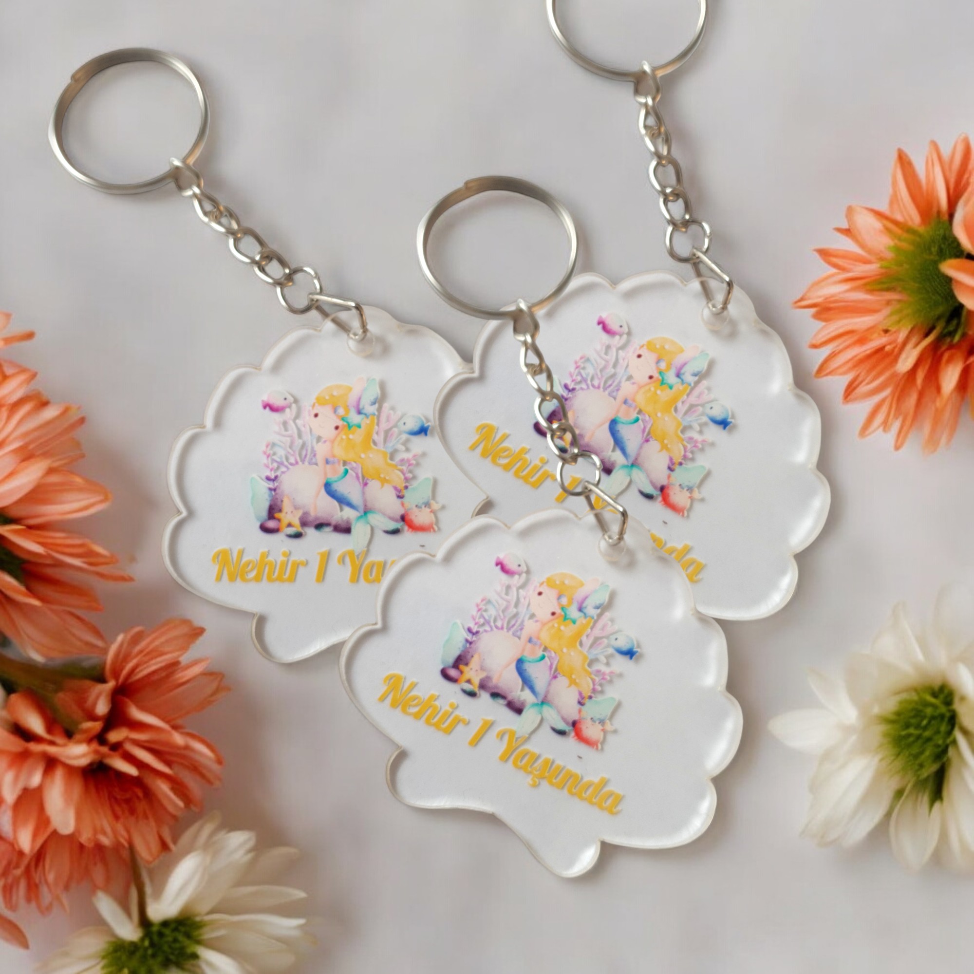 İstiridye Şekilli Akrilik Pleksi Anahtarlık Model 2 görsel