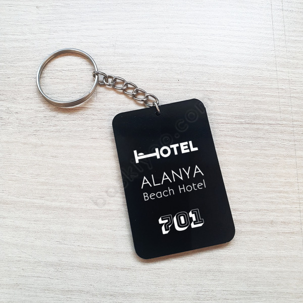 Oval Köşeli Pleksi Lazer Kazıma Anahtarlık görsel