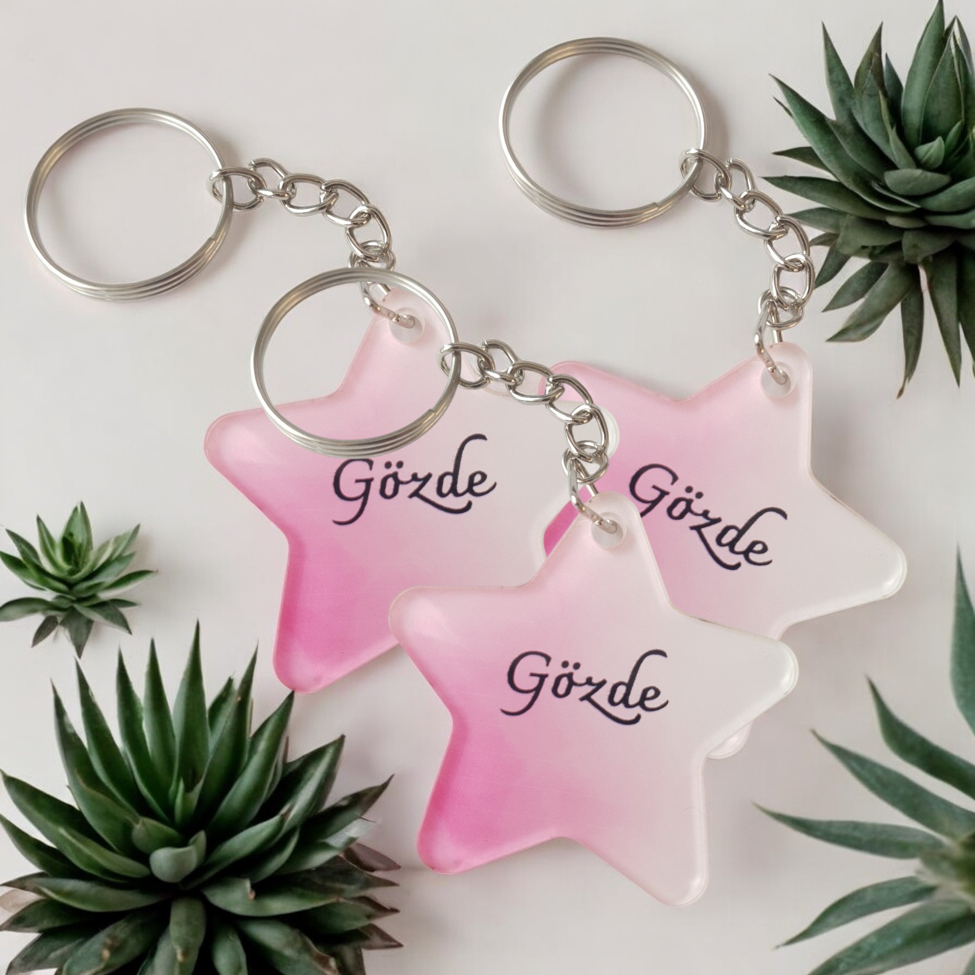 Yıldız Şekilli Akrilik Pleksi Anahtarlık görsel