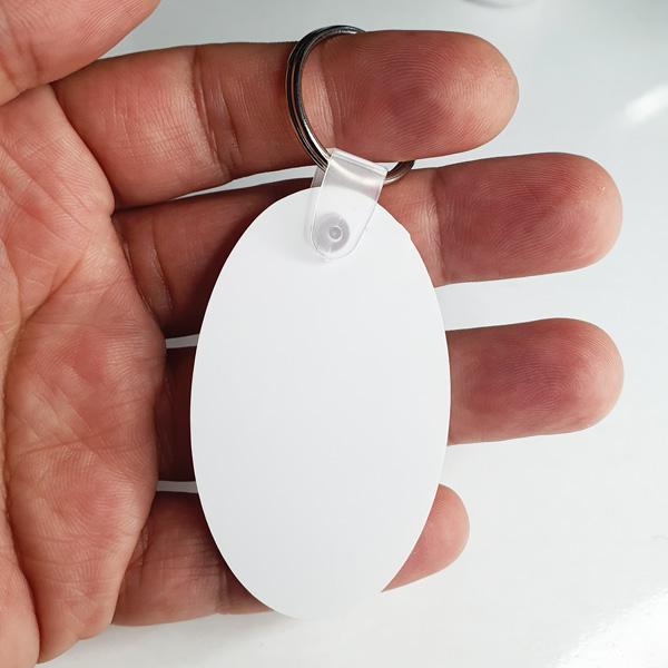 Kişiye Özel Baskılı Beyaz Oval Anahtarlık görsel