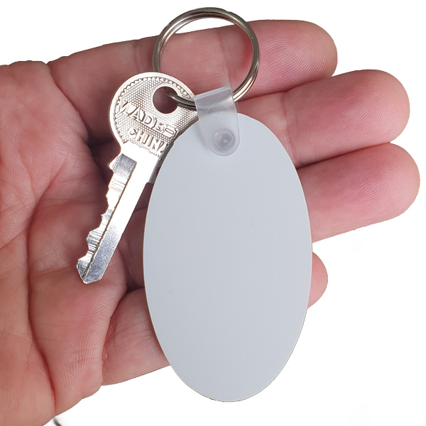 Kişiye Özel Baskılı Beyaz Oval Anahtarlık görsel