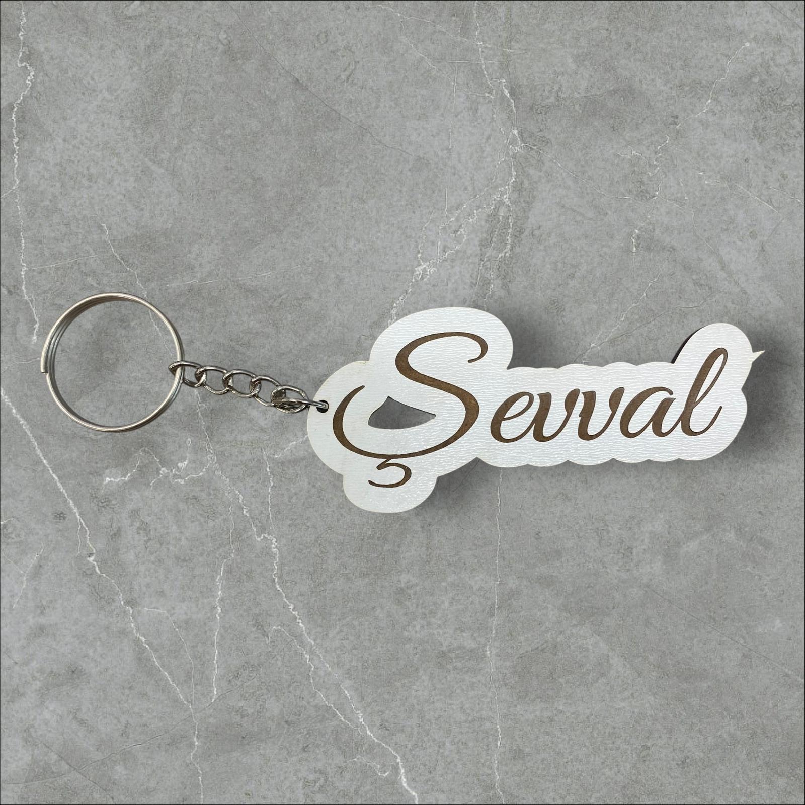 Kişiye Özel İsim Kazıma Ahşap Anahtarlık görsel