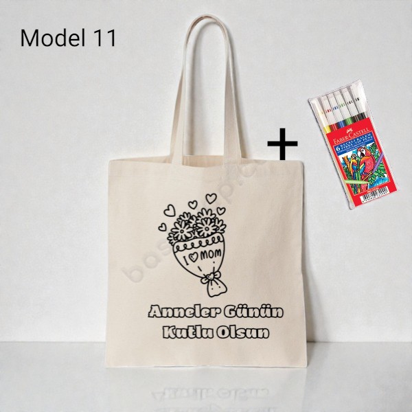 Anneler Gününe Özel Boyama Çanta 5'Li  + Keçeli Kalem Hediyeli görsel
