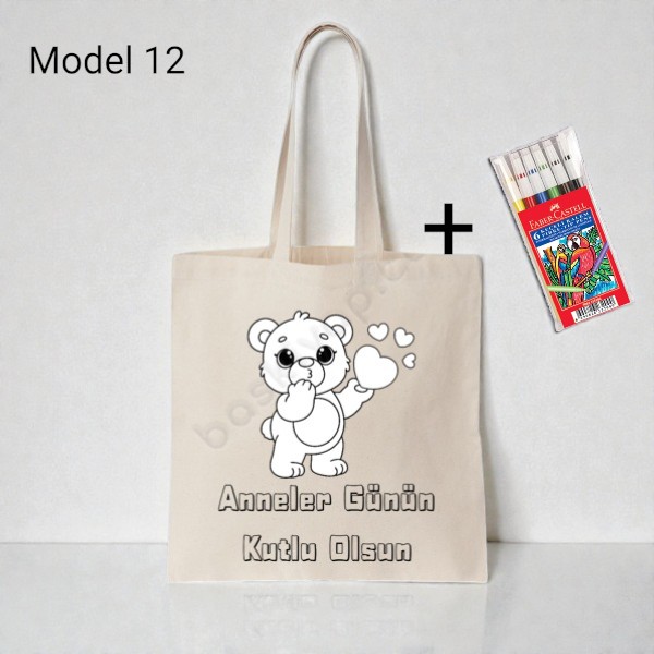 Anneler Gününe Özel Boyama Çanta 5'Li  + Keçeli Kalem Hediyeli görsel