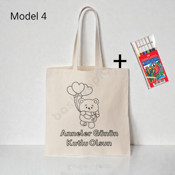 Anneler Gününe Özel Boyama Çanta 5'Li  + Keçeli Kalem Hediyeli görsel