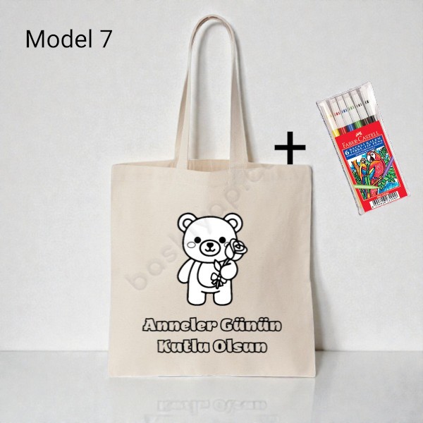 Anneler Gününe Özel Boyama Çanta 5'Li  + Keçeli Kalem Hediyeli görsel