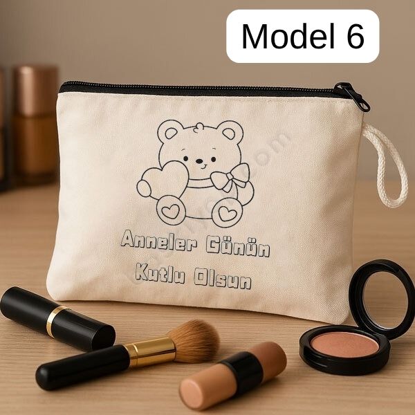 Anneler Gününe Özel Boyama Makyaj Çantası 5'Li  + Keçeli Kalem Hediyeli görsel