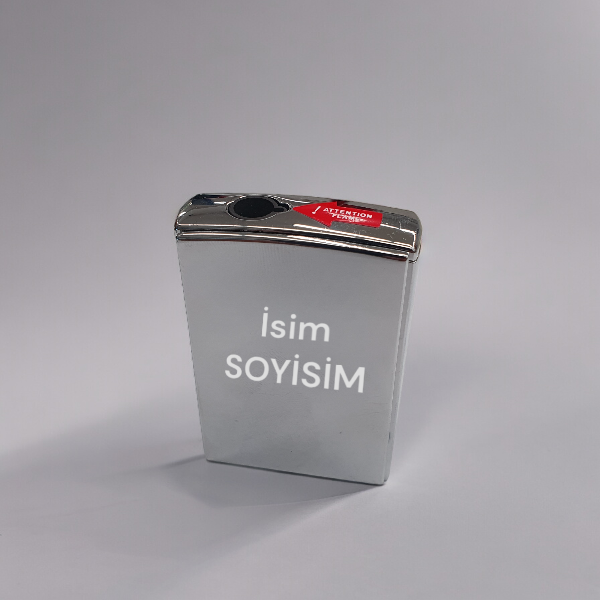 Kişiye Özel Gümüş Metal Yana Açılan Pürmüz Alevli Gazlı Çakmak görsel