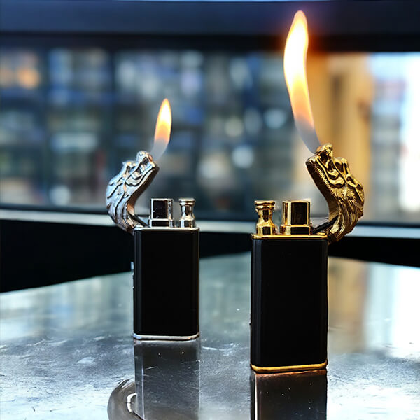 Kişiye Özel Gümüş Ejderha Başlı Manyetolu Çakmak